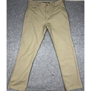 Duluth Trading Flex Fire Hose Pants Mens 40x36 Khaki Relaxed Fit 5 Pocket EUC